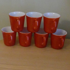 Set of 7 Vintage Corning Burnt Orange Milk Glass Tea Coffee Hot Chocolate Mugs
